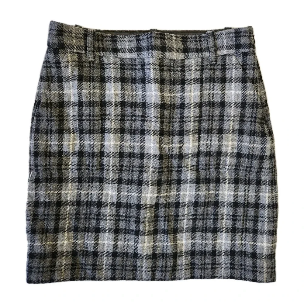 Eddie Bauer Mercer Fit Skirt Womens 2 Wool Plaid‎ Dark Academia Preppy Professor